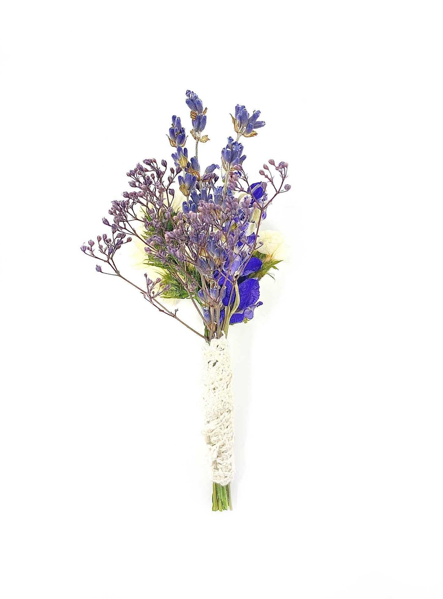 Boutonniere, Dried Flowers, Wedding Accessories, Preserved Floral, Bridal, Lavender, Decor, Purple and White,
