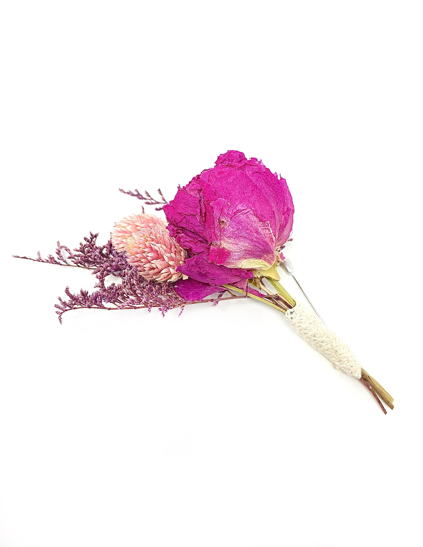 Wedding Boutonniere, Dried Flowers, Preserved Floral, Peony, Decor, Bridal Accessories, Pink and Purple