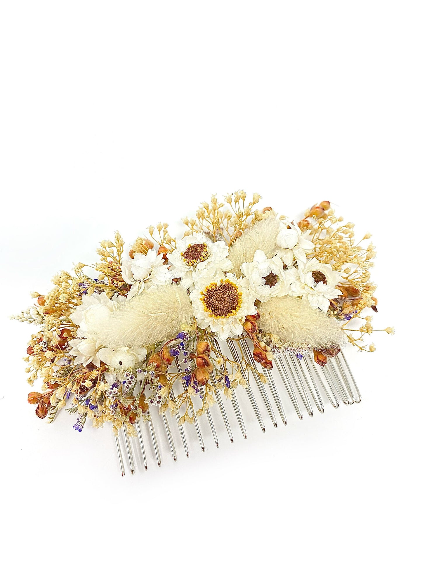 Hair Comb, Dried Flowers, Hair Pins, Bridal, Hair Accessories, Wedding Accessories, Ammobium, Bunny Tails, Preserved Floral, Caspia