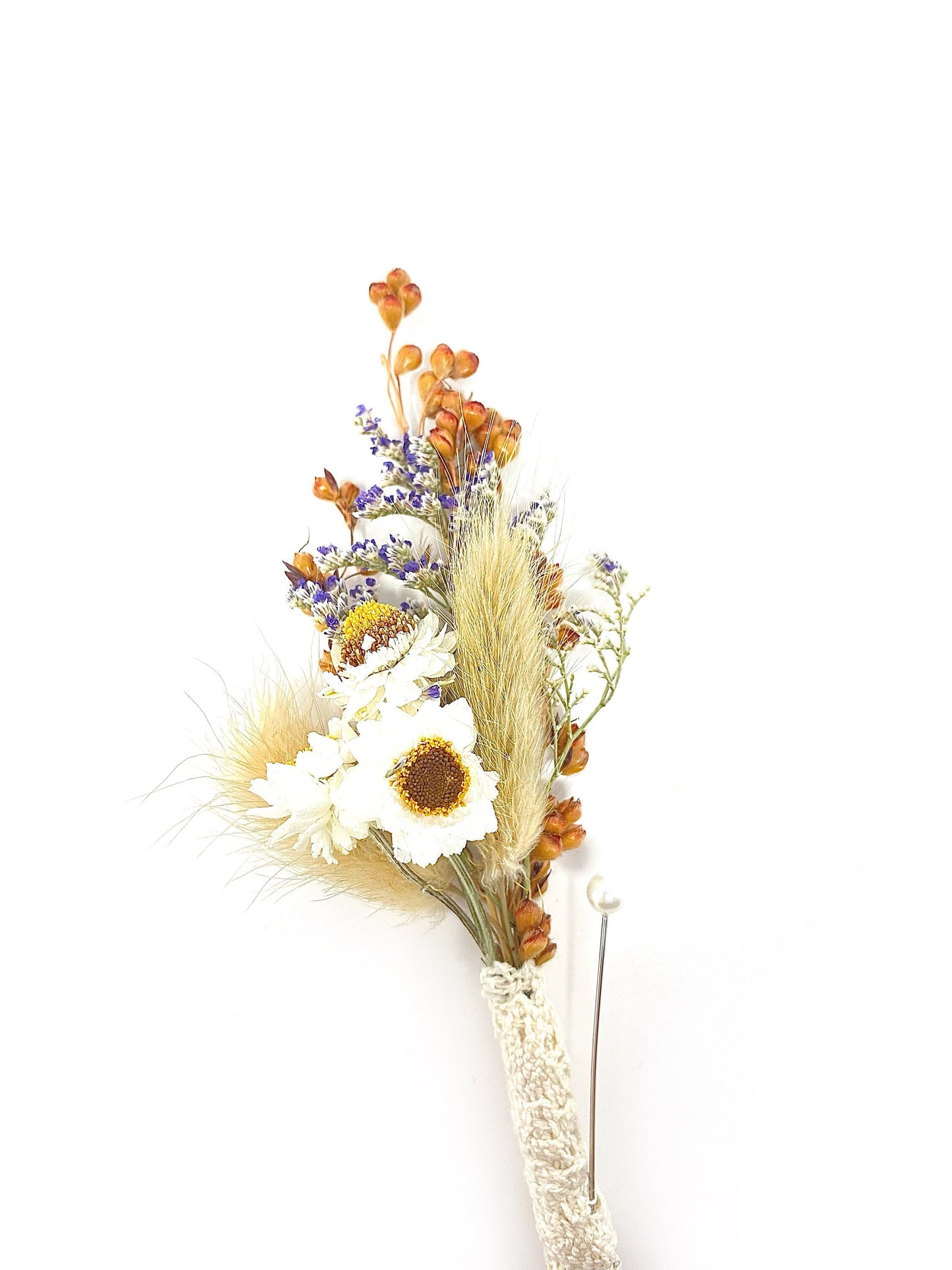 Wedding Boutonniere, Dried Flowers, Preserved Floral, Wedding Accessories, Bunny Tails, Ammobium