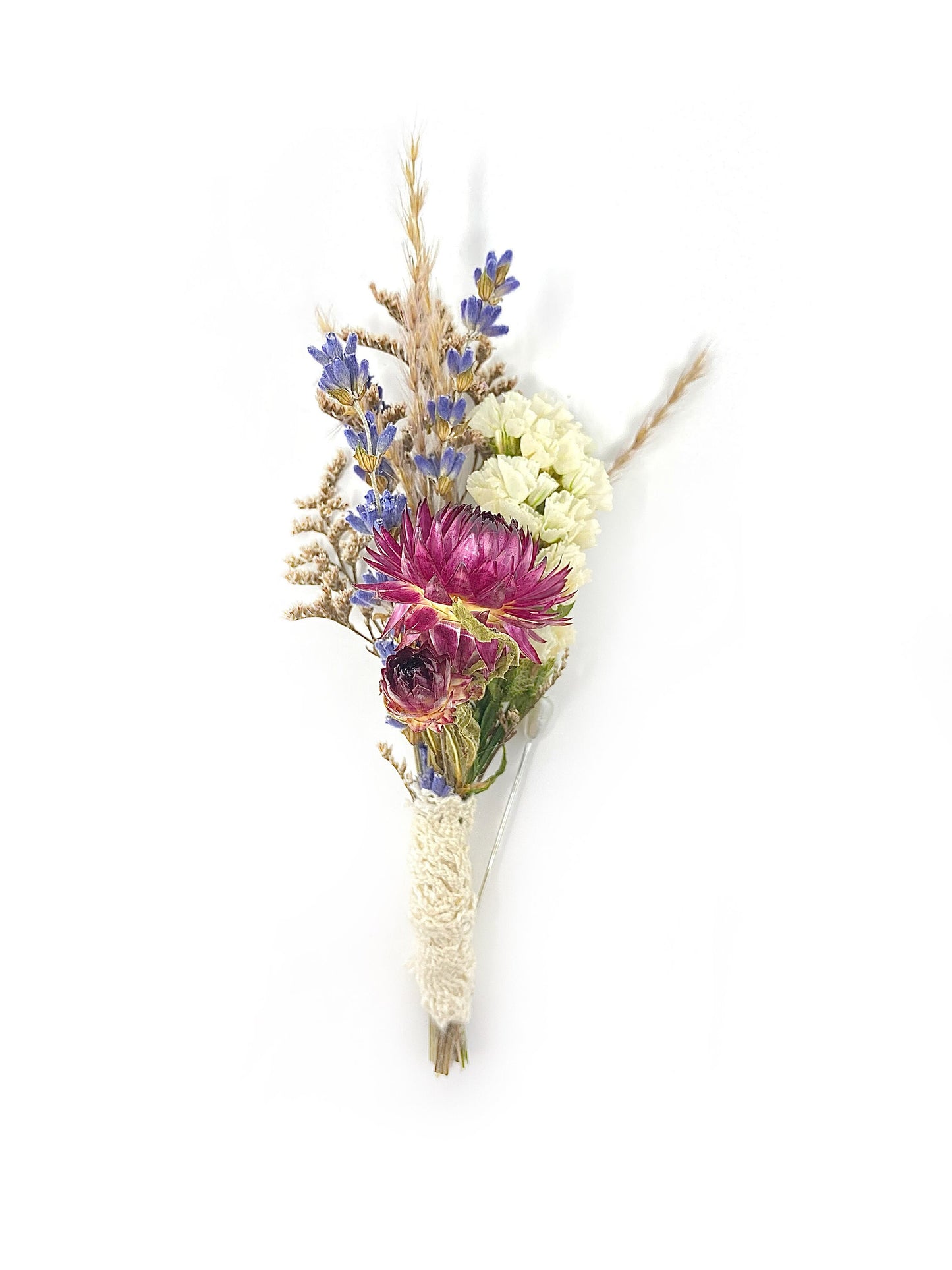 Wedding Boutonniere, Preserved Floral, Dried Flowers, Bridal Accessories, Decor, Strawflowers, Lavender