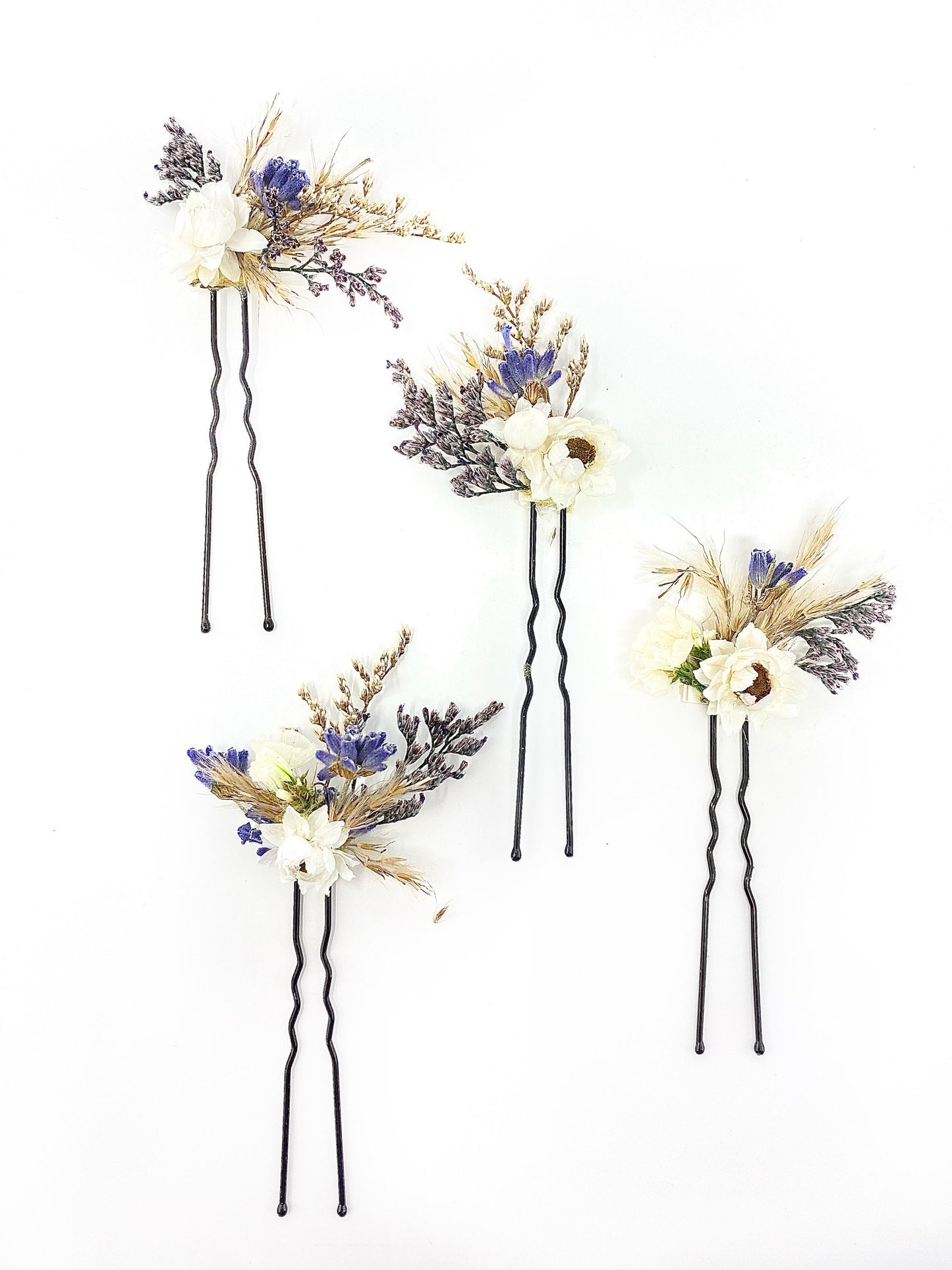 Wedding Hair Pins, Dried Flowers, Preserved Floral, Bridal Accessories, Purple and White, Lavender