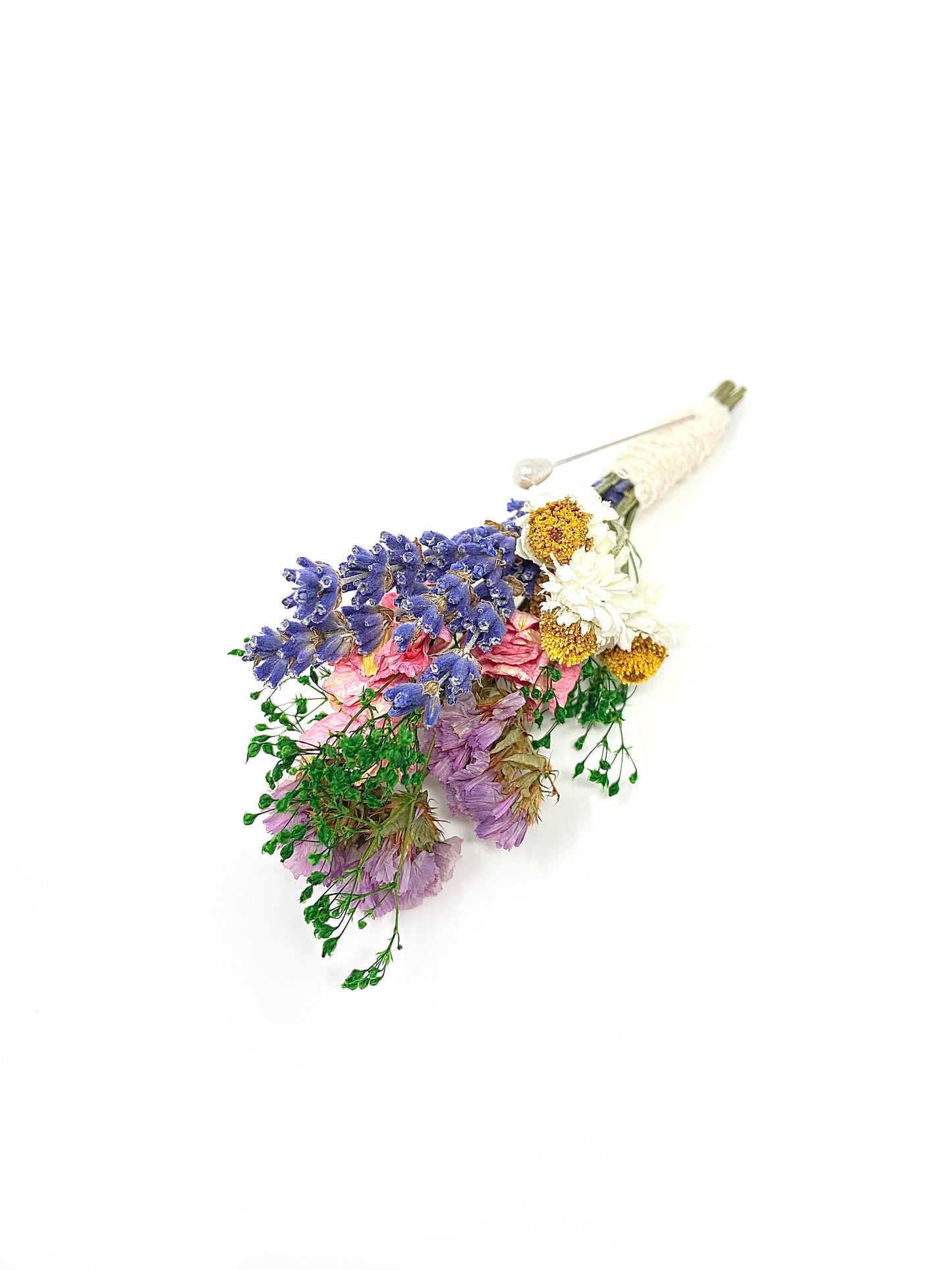 Boutonniere, Dried Flowers, Wedding Accessories, Preserved Floral, Bridal, Lavender, Decor, Purple and Pink, Ammobium