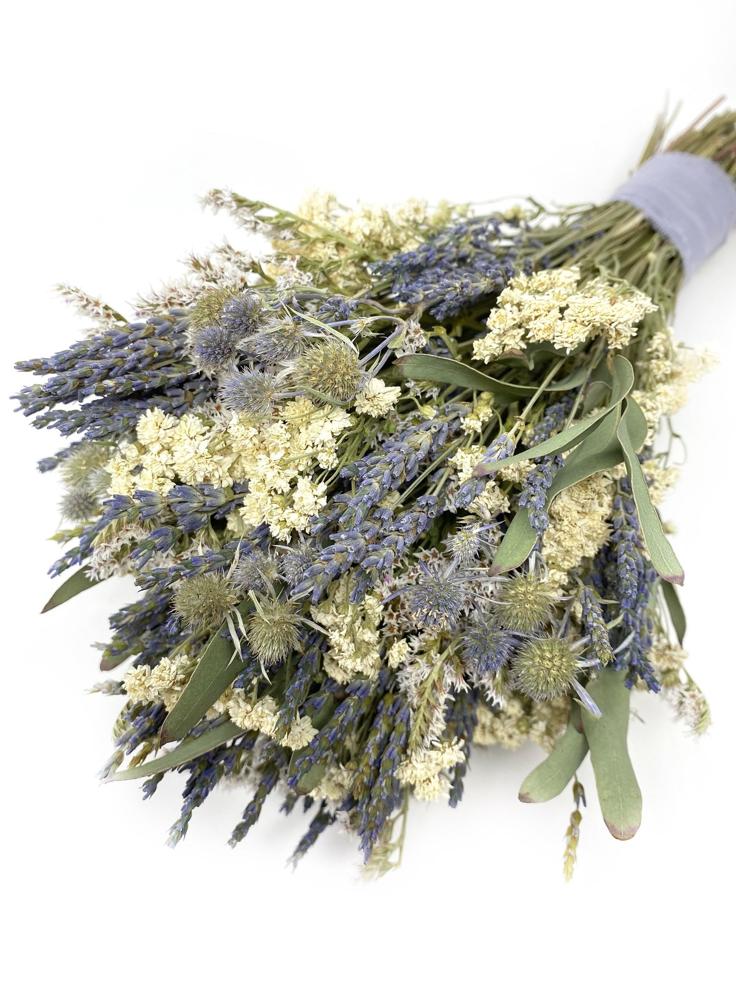 Wedding Bouquet, Dried Flowers, Preserved Floral, Bridal, Natural, Lavender, Bridesmaid, White and Blue, Greenery, Simple, Gift