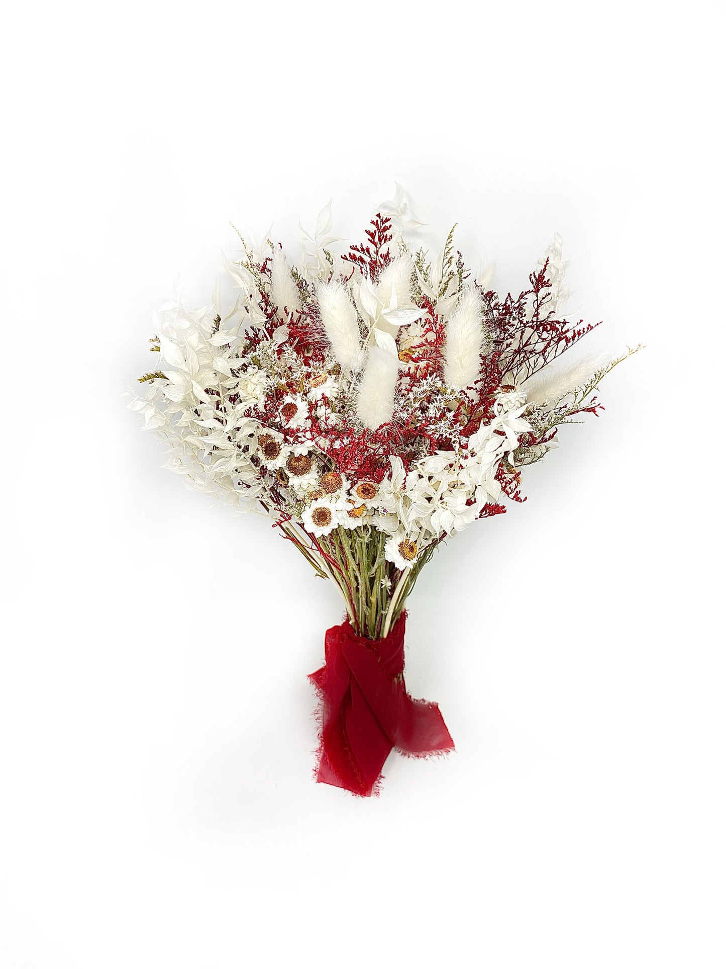 Red and White Bouquet, Christmas Wedding, Burgundy Dried Flowers, Preserved Floral, Rustic, Bunny Tails, Bridal, Winter, Throw, Spring