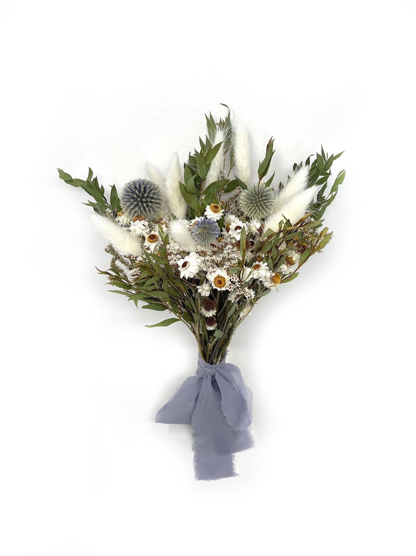 Wedding Bouquet, Dried Flowers, Preserved Floral, Rustic, Ammobium, bunny tails, Bridal, Winter, Throw Bouquet, Spring, Blue and White