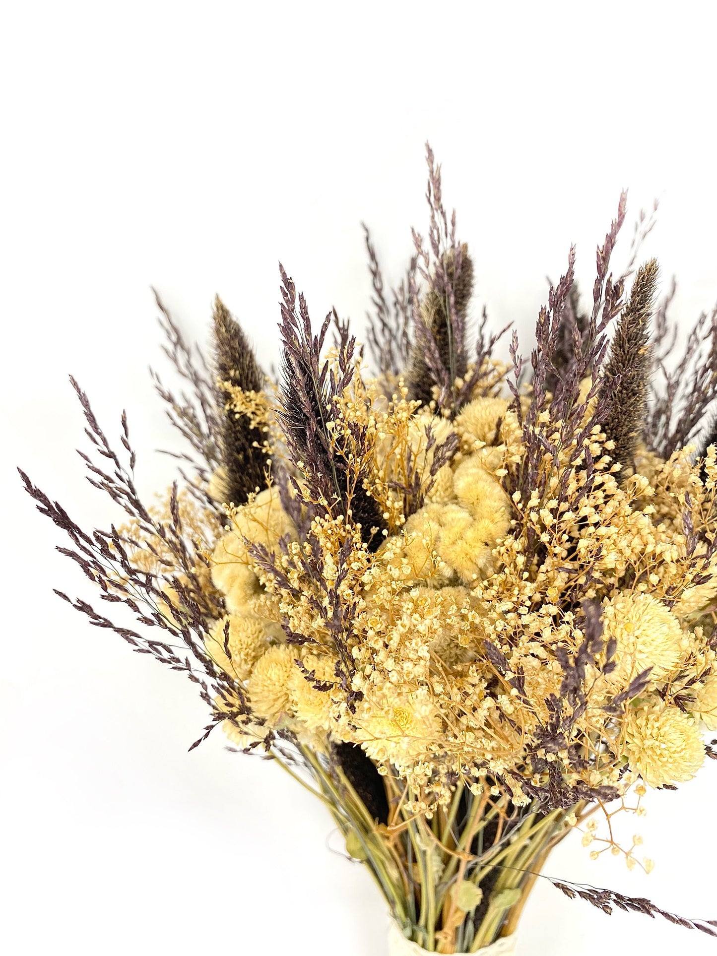 Fall Bouquet, Wedding Floral, Preserved Flowers, Cream, Coxcomb, Bridal, Rustic, Dark Purple, Natural, Throw Bouquet
