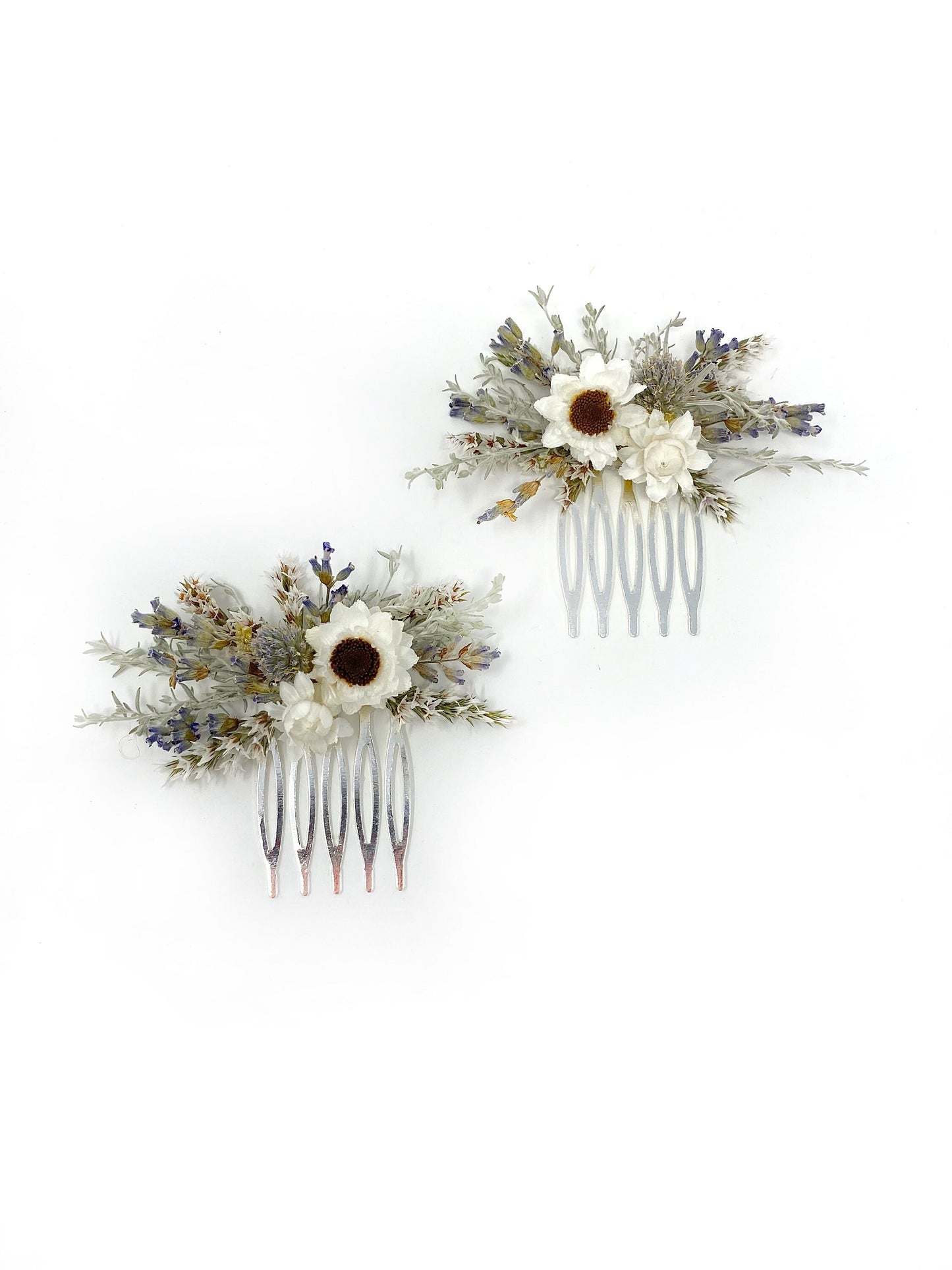 Hair Comb, Hair Pins, Dried flowers, Preserved, Floral Comb, Clip, Wedding, Corsage, Prom, Bridal, Blue, Winter, Spring, Natural, White