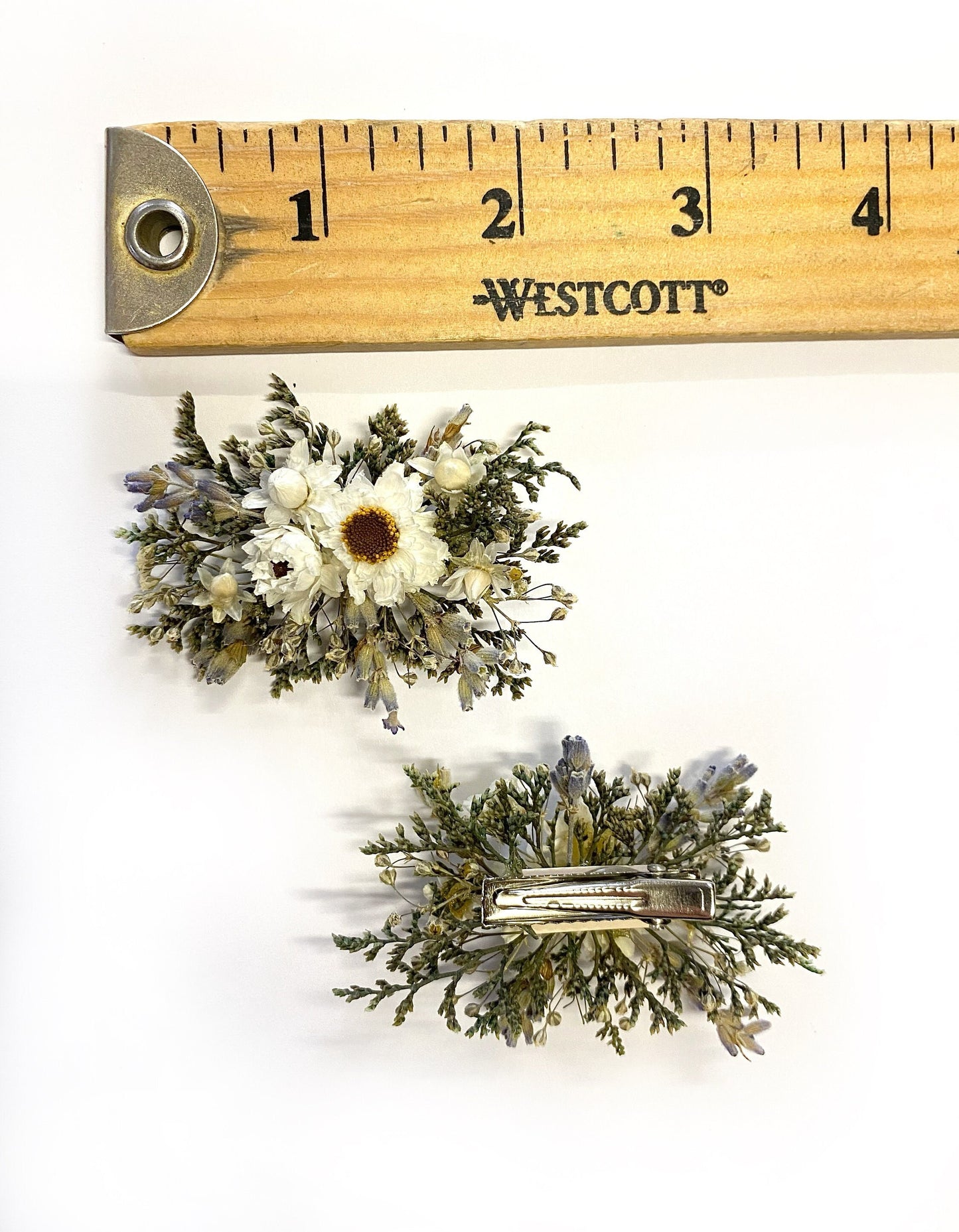 Hair Comb, Hair Pins, Dried flowers, Preserved, Floral Comb, Clip, Wedding, Corsage, Prom, Bridal, Green, White
