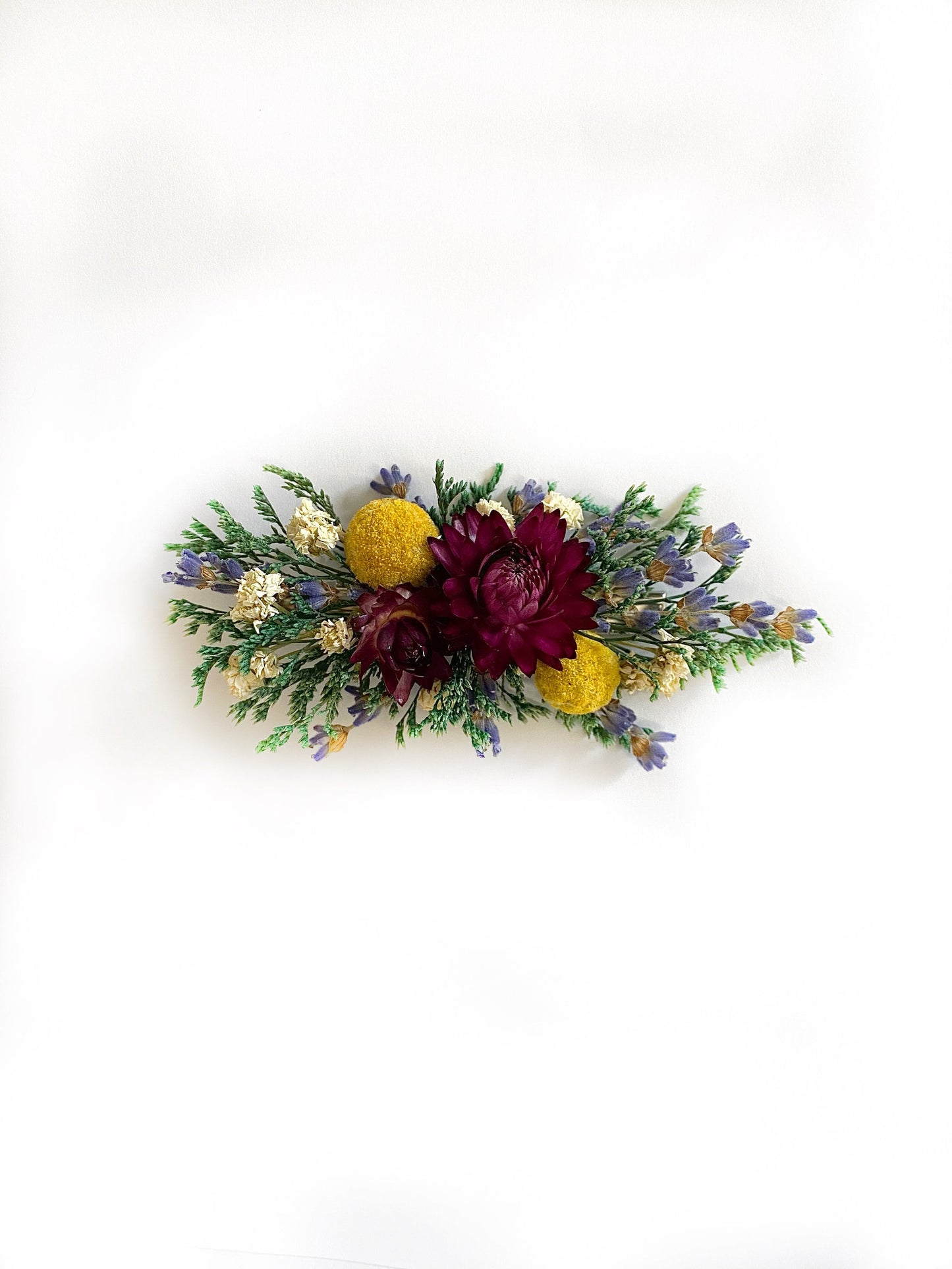 Hair Comb, Summer Hair Pins, Dried flowers, Preserved, Floral Comb, Clip, Wedding, Corsage, Prom, Bridal, Purple, White, Yellow, Green