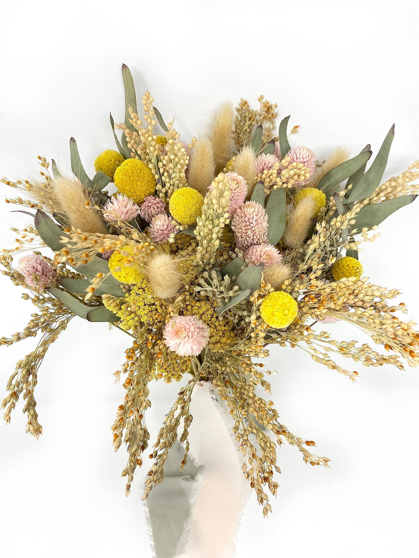 Summer Bouquet, Dried Florals,  Wedding Flowers,  Pink and Yellow, Throw Bouquet, Greenery, Light colors, Summer Florals, Bridal,Anniversary