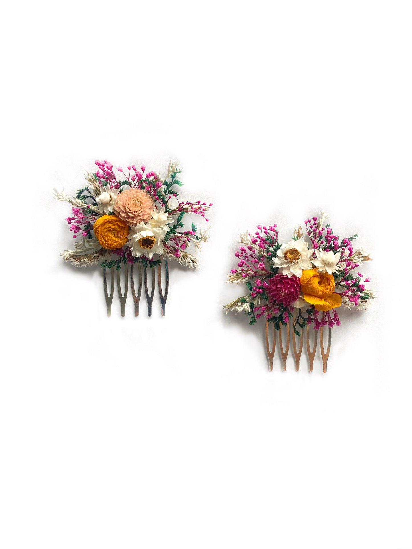 Bright Hair Comb, Summer Hair Pins, Dried flowers, Preserved, Floral Comb, Clip, Wedding, Corsage, Prom, Bridal, Pink, Blue, Yellow, Green